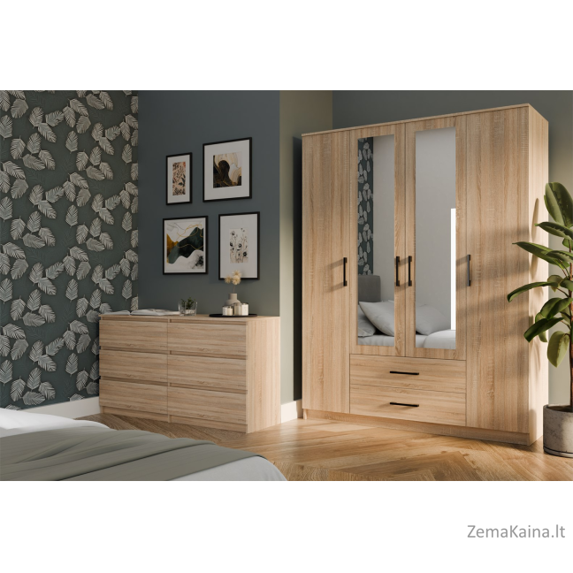 Topeshop ROMANA 160 SON miegamojo drabužių / sieninė spinta 11 spintos 4 durys Ąžuolas Drabužinė 4