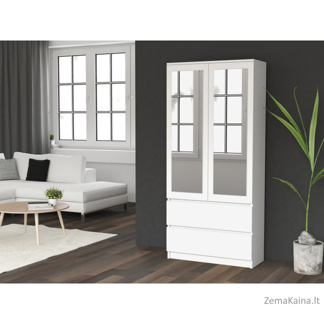Topeshop SS-90 BIEL LUSTRO miegamojo drabužių / sieninė spinta 5 spintos 2 durys Balta Drabužinė 8