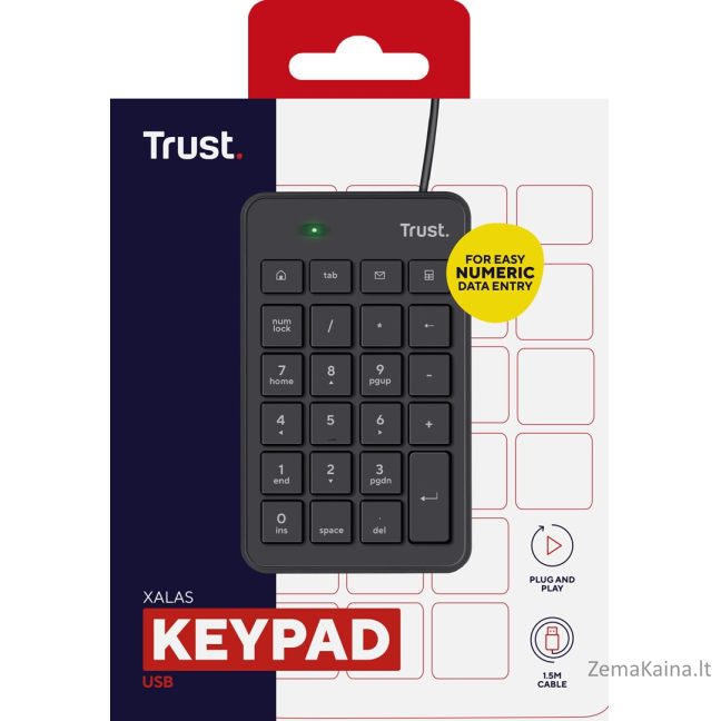 Trust 22221 skaičių klaviatūra Knyginis kompiuteris / kompiuteris USB Juoda 3