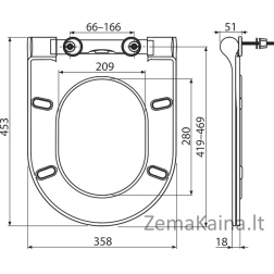 Unitazo dangtis - sėdynė Ravak Uni Chrome Slim, X01550