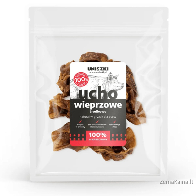UNISZKI Vidurinė kiaulės ausis - skanėstas šunims - 200 g
