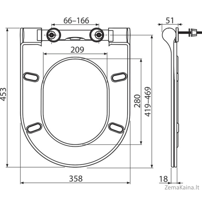 Unitazo dangtis - sėdynė Ravak Uni Chrome Slim, X01550 1