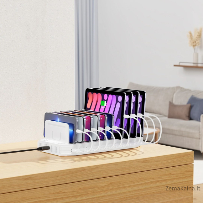 UNITEK CHARGING STATION 10X USB 2.4A 60W WHITE 4
