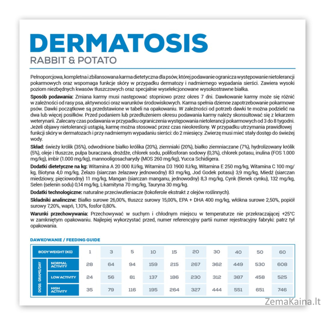 VET EXPERT Veterinary Diet Dermatosis Dog Triušiena & Bulvė - sausas šunų maistas - 2 kg 3