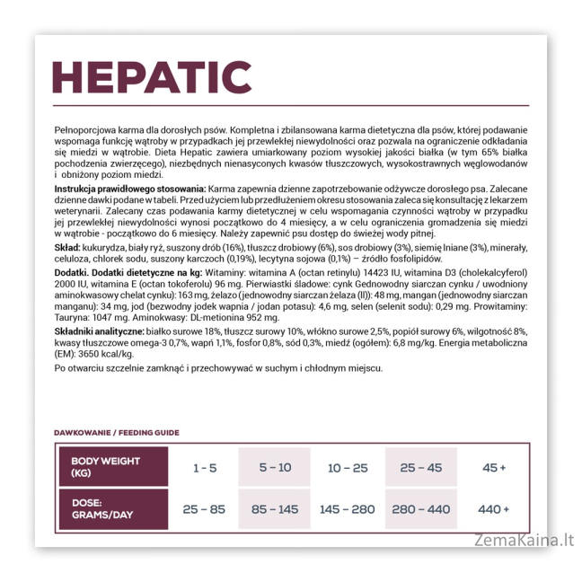 VET EXPERT Veterinary Diet Hepatic Dog - sausas šunų maistas - 12kg 3