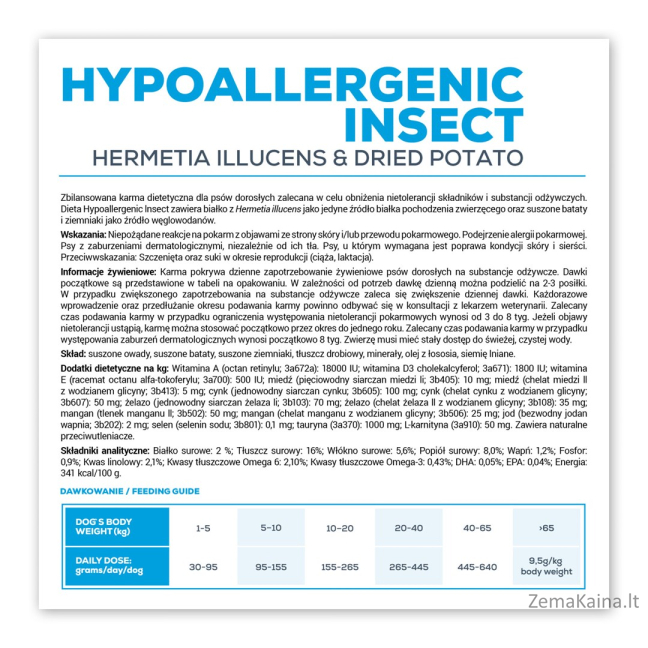VET EXPERT Veterinary Diet Hypoallergenic Insect Dog - sausas šunų maistas - 12 kg 3