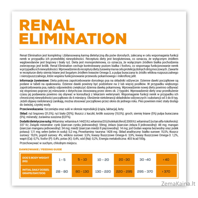VET EXPERT Veterinary Diet Renal Elimination Dog - sausas šunų maistas - 8 kg 3