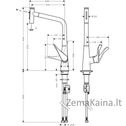 Virtuvinis maišytuvas su ištraukiama žarna Hansgrohe Metris Select M71 73820800