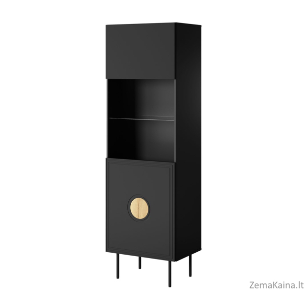 Vitrina PALAZZO 60x42x190 juoda + ąžuolinė