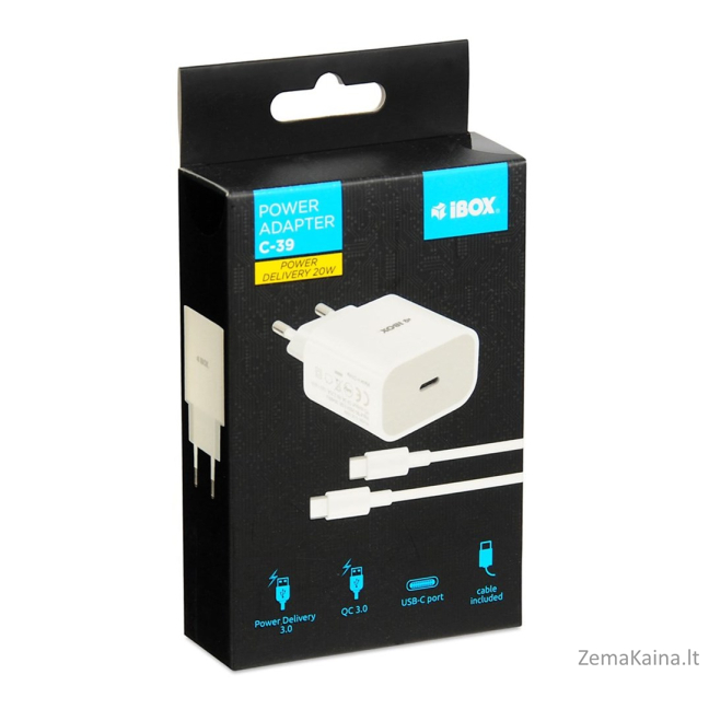 WALL CHARGER I-BOX C-39 USB-C PD20W WITH CABLE 10