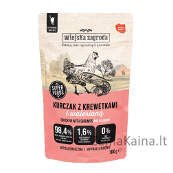 WIEJSKA ZAGRODA Vištiena su krevetėmis ir valerijonu – Drėgnas kačių maistas – 100g
