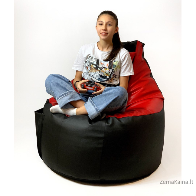 Žaidėjo maišas Sako pouffe juoda-raudona XXL 130 x 90 cm 4
