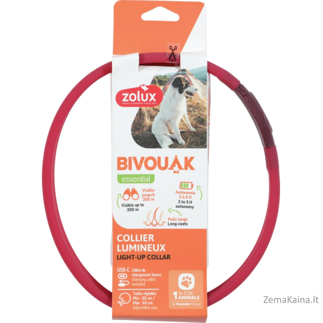 ZOLUX Obroża LED silikon BIVOUAK czerwona